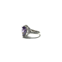 Purple Pear CZ Framed Ring (Silver) side - Popular Jewelry - New York