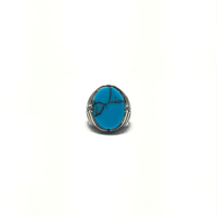 Turquoise Oval Ring (Silver) front - Popular Jewelry - New York