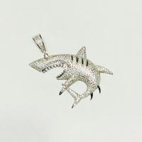 White Shark CZ Pendant (Silver) - Popular Jewelry Nua-Eabhrac