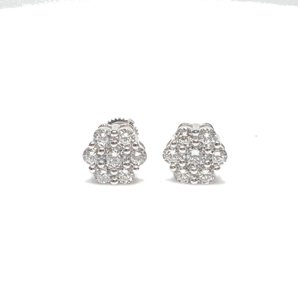 Honeycomb Cluster Cubic Zirconia Stud Earring Sterling Silver