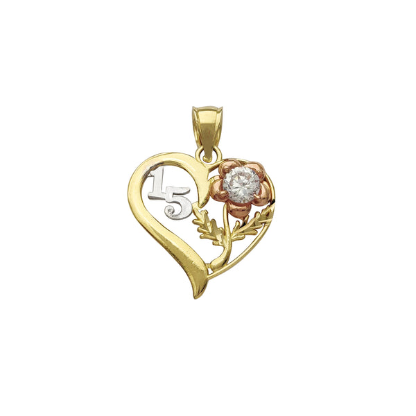 Stone-Set 15 Years & Rose Heart Pendant (14K) Popular Jewelry New York
