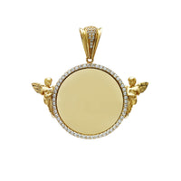 Stone-Set Angels Round Medallion Memorial Picture Pendant (14K) Popular Jewelry New York