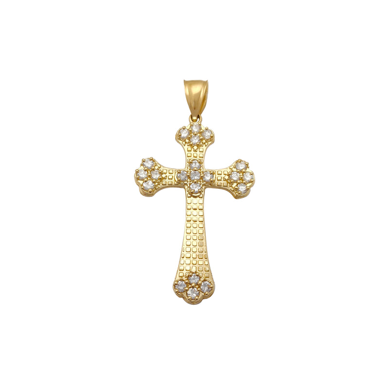 Stone-Set Budded Cross Pendant (14K) Popular Jewelry New York