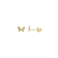 Stone-Tipped Butterfly Stud Earrings (14K)