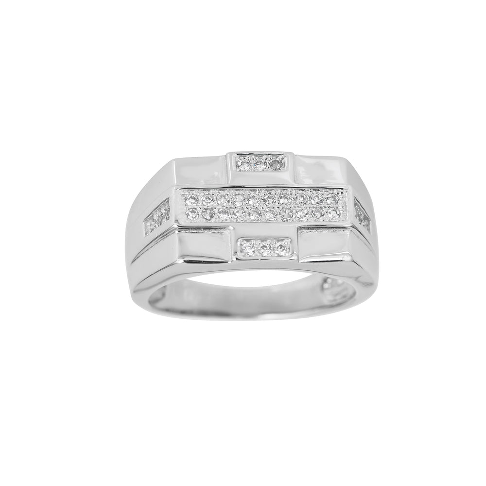 Stone-Set Cross Men's Ring (Silver) Popular Jewelry New York