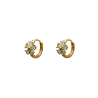 Stone-Set Flower Huggie Earrings (14K)