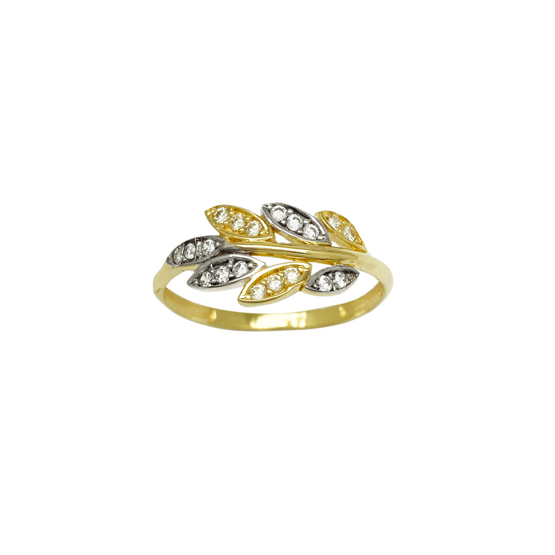 Stone-Set Branch Leaves Ring (14K) Popular Jewelry New York