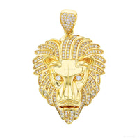Iced-Out Lion Head Pendant (14K)