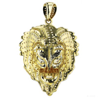 Iced-Out Lion Head Pendant (14K)