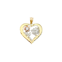 石制长茎，蝴蝶和心形吊坠（14K） Popular Jewelry 纽约