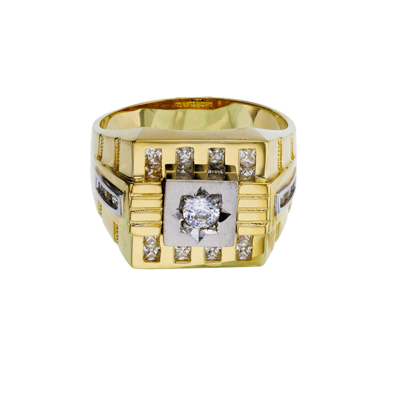 Stone-Set North Star Square Bezel Men's Ring (14K) Popular Jewelry New York