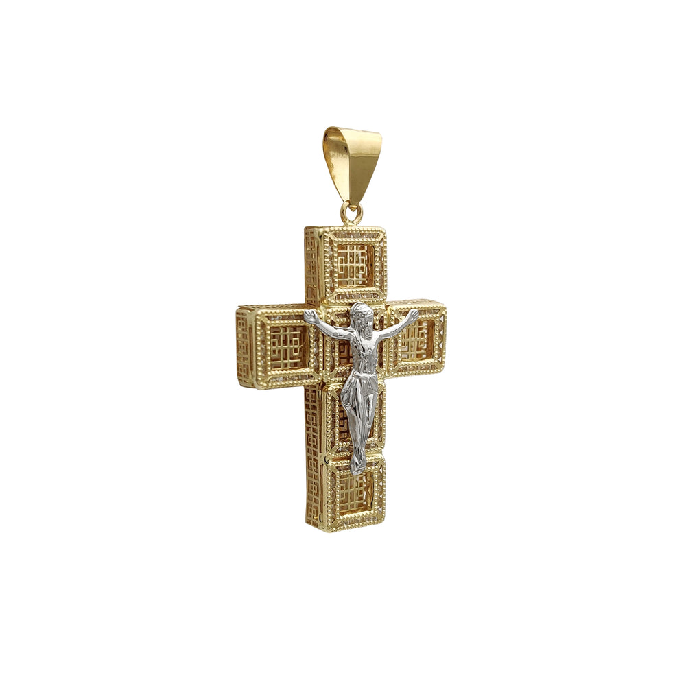 Stone-Set Pattern Crucifix Pendant (14K) Popular Jewelry New York