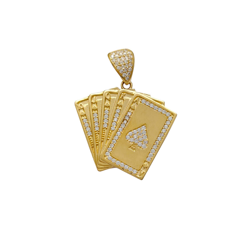 Stone-Set Poker Cards Pendant (14K) Popular Jewelry New York