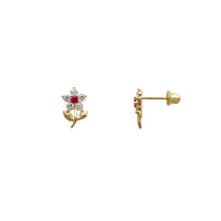 Stone-Set Flower Stud Earrings (14K)