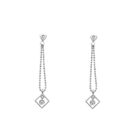 Stone-Set Rhombus Drop Earrings (14K) Popular Jewelry New York