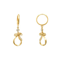 Stone-Set Ribbon Drop Earrings (14K) Popular Jewelry New York