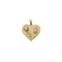 Pendentif cœur de la Vierge Marie rose serti de pierres (14K) Popular Jewelry New York
