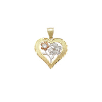 镶石玫瑰与心形吊坠（14K） Popular Jewelry 纽约