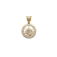 Stone-Set Round Framed Cannabis Leaf Pendant (14K) Popular Jewelry New York