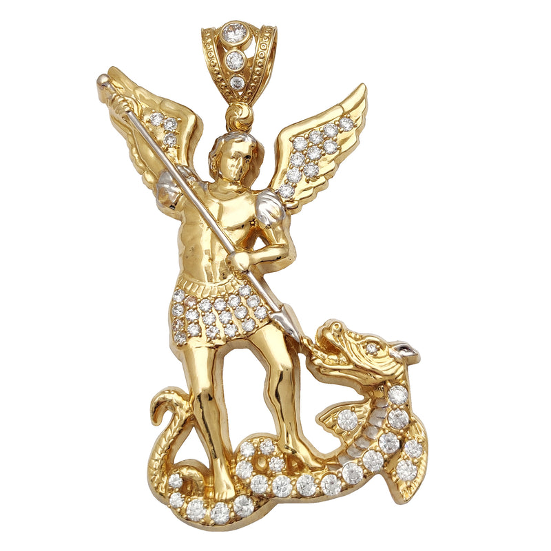 Stone-Set Saint Michael Pendant (14K) Popular Jewelry New York