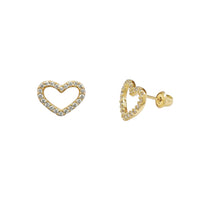 Stone-Set Silhouette Heart Stud Earrings (14K) Popular Jewelry New York