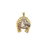 Stone-Set Tri-Color Horseshoe & Horse Head Pendant (14K) Popular Jewelry New York