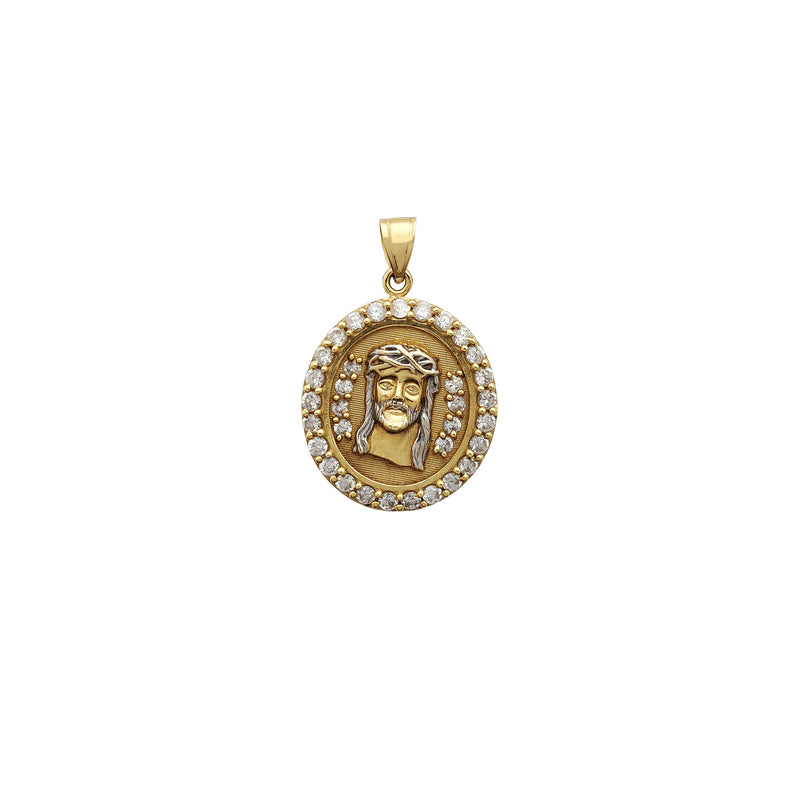 Stone-set Jesus Head Medallion Pendant (14K) Popular Jewelry New York