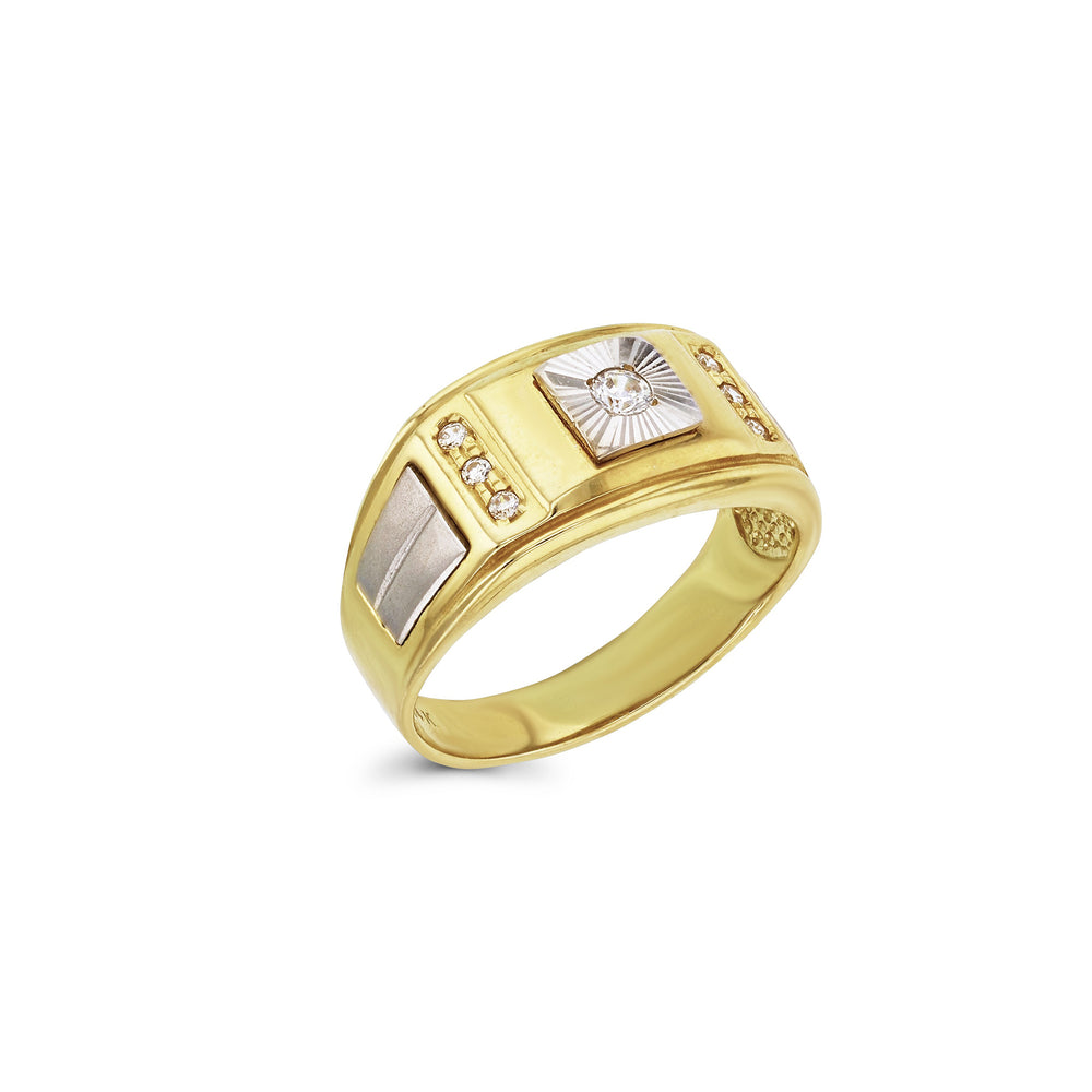 Stones-Set Square Fluted Men's Ring (14K) Popular Jewelry New York