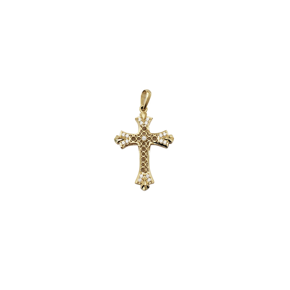 Stylist Cross CZ Pendant (14K)