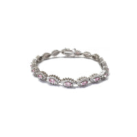 Light Pink & White Flower Bracelet (Silver)