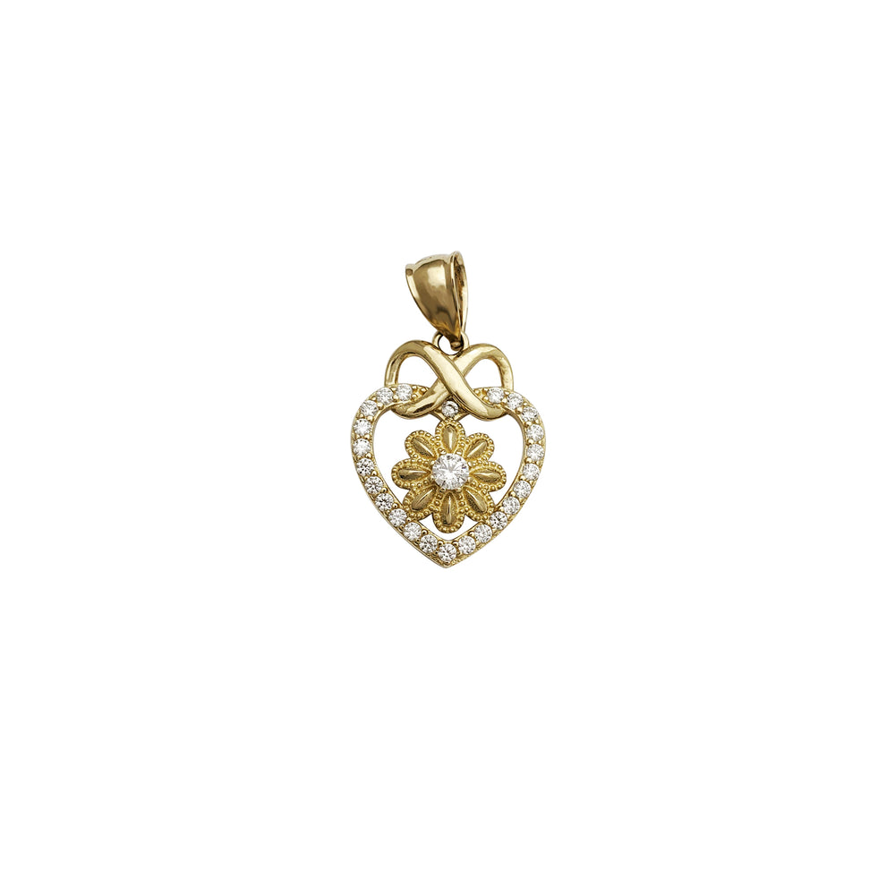 Sunflower Heart Infinity CZ Pendant (14K)