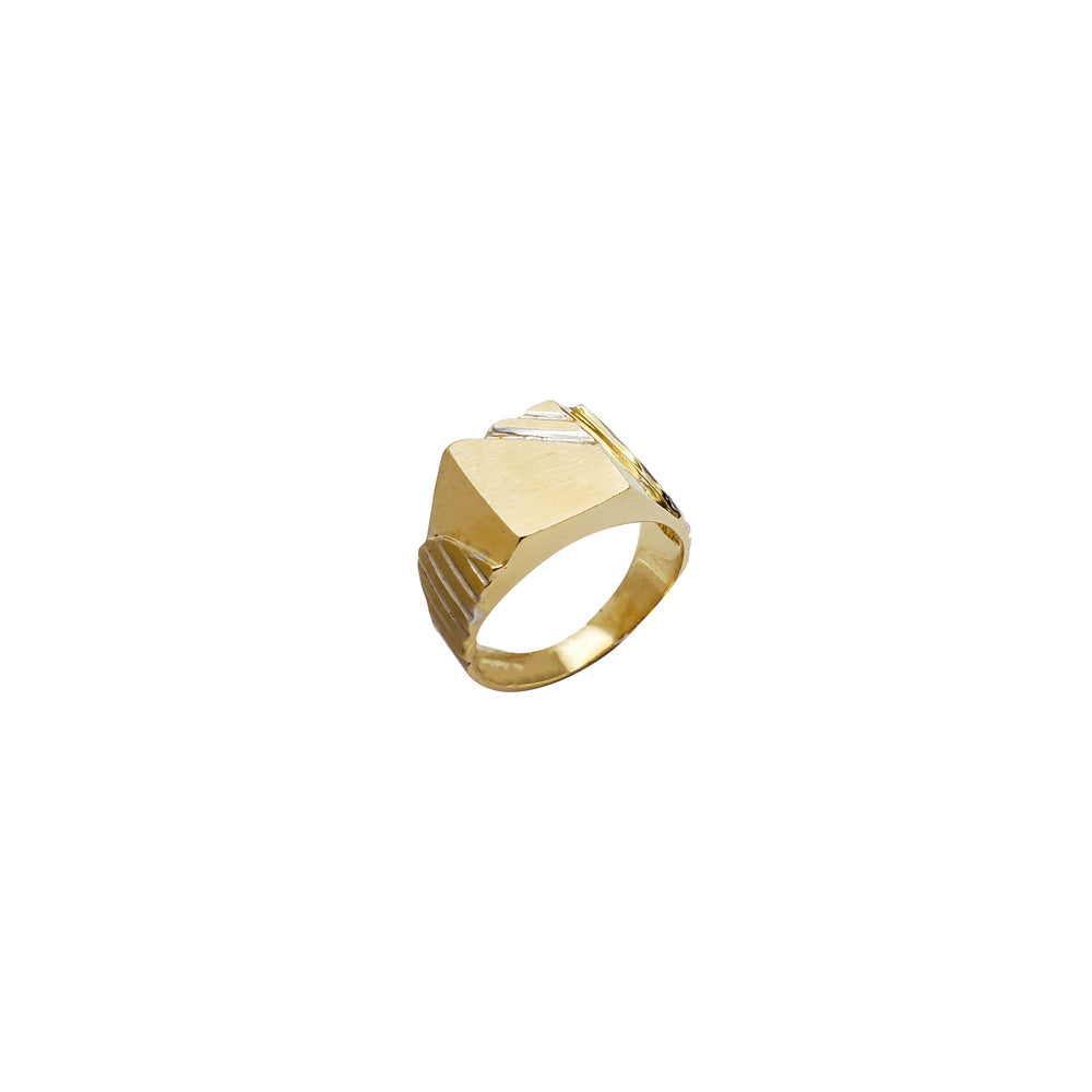 Two-Tone Square Notched Signet Ring (14K)