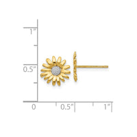 Two-Tone Daisy Flower Stud Earrings (14K)