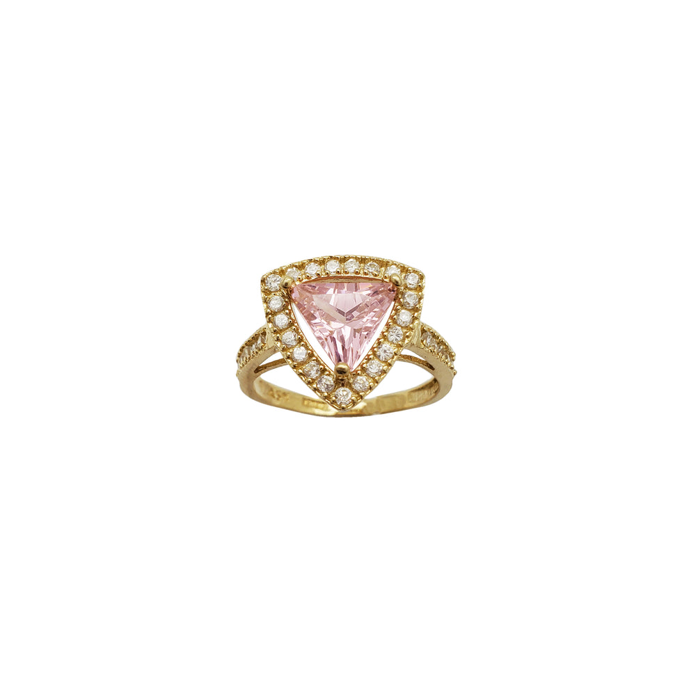 Triangle Pink Cocktail Ring (14K)