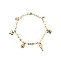 Tricolor Charm Anklet Bracelet (14K)