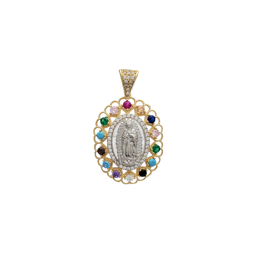 Heart Frame Virgin Guadalupe Pendant (14K)