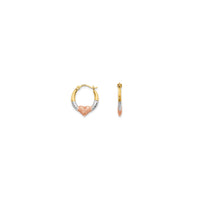 Tricolor Heart Hoop Earring (14K)