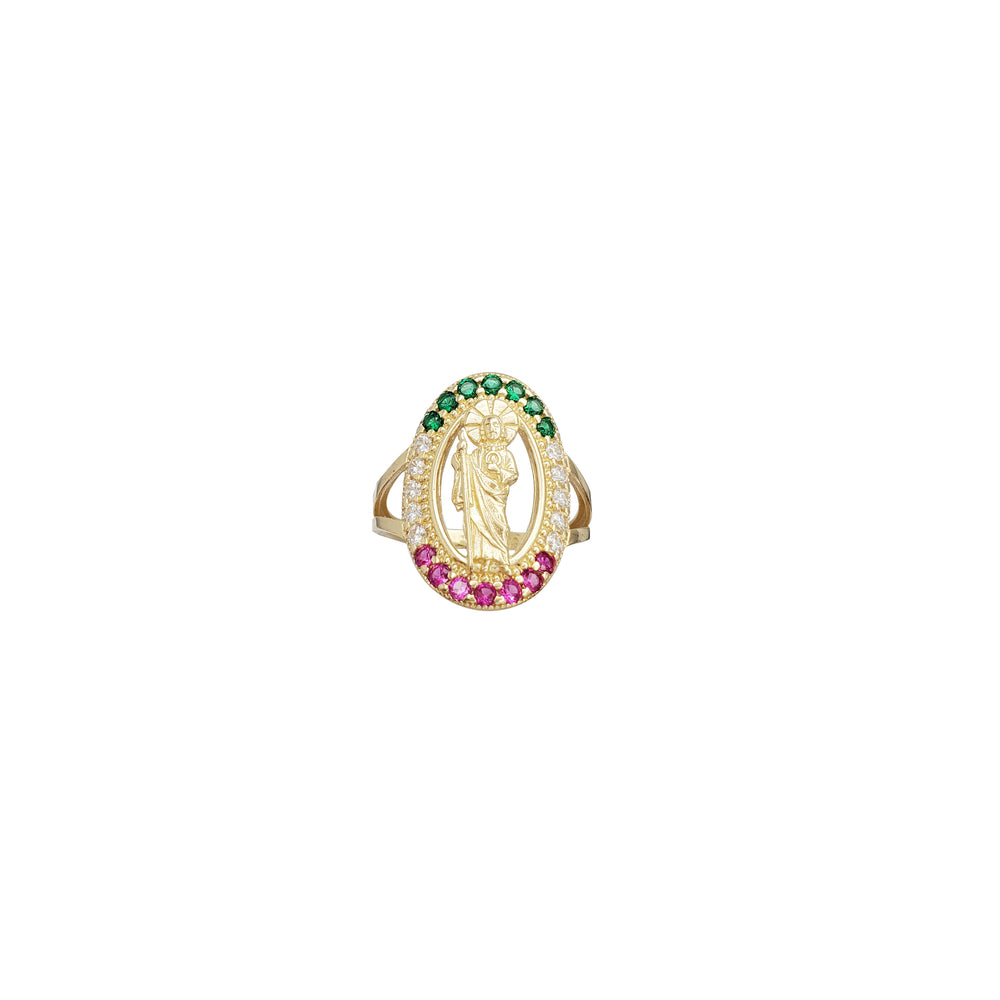Zirconia Oval Saint Jude Ring (14K)