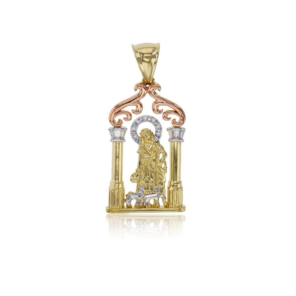Tricolor Jesus Good Shepherd Pendant (14K)