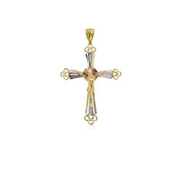 Tricolor Jesus Cross Pendant (14K)
