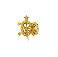 Tricolor CZ Turtle Pendant (14K)