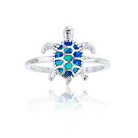 Created Opal Turtle Ring (Silver)