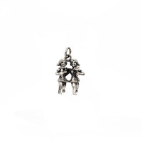 3-D Antique Finish Two-Girls Pendant (Silver)