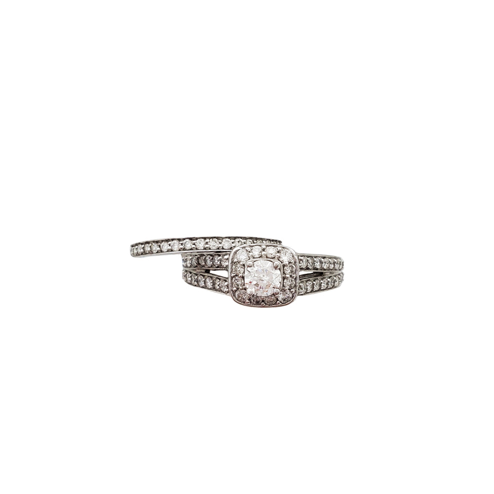 Diamond Halo Two-Piece Set Engagement Ring (14K)
