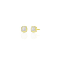 Diamond Milgrain Cushion-Shape Stud Earrings (14K)