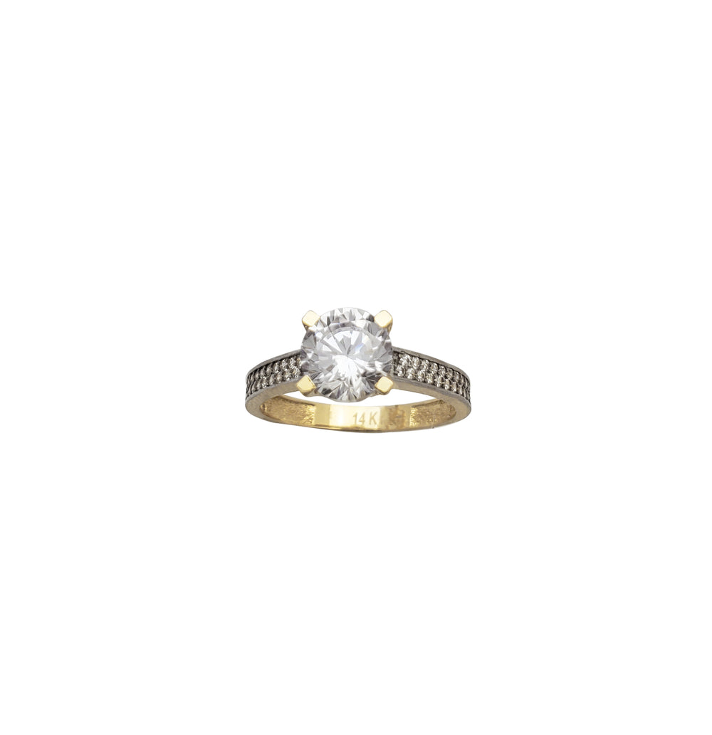 Two-Tone Cz Engagement Ring (14K)