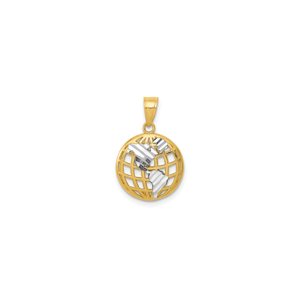 Two Tone Diamond Cut Global Pendant (14K)