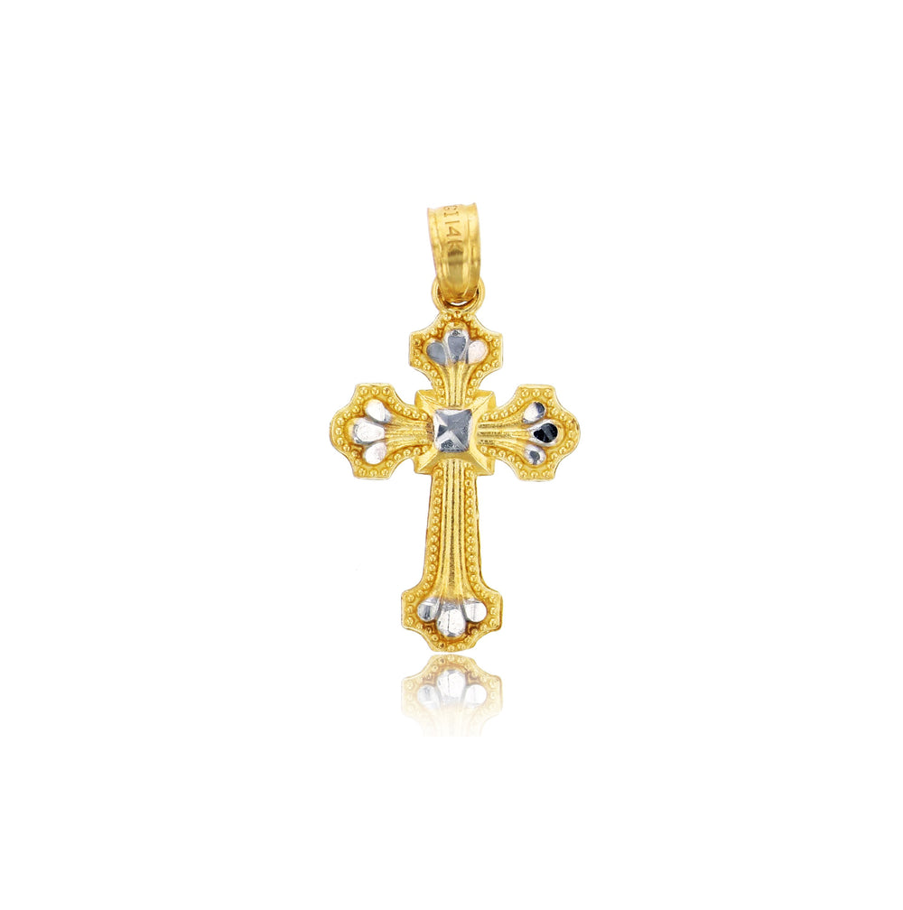 Two-Tone Cross Pendant (14K)