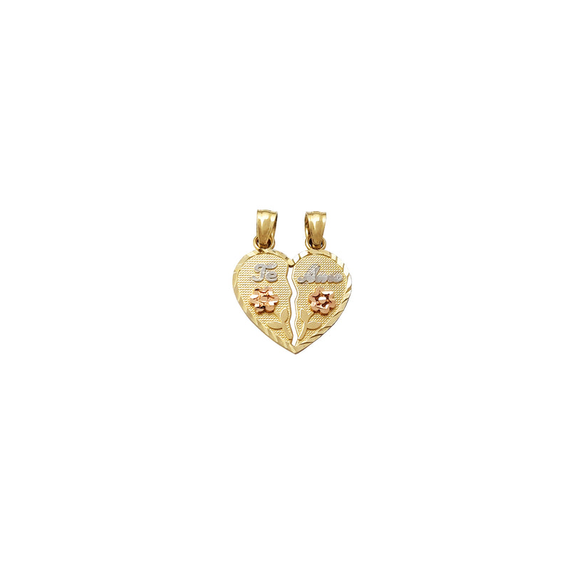 Te Amo Long Stem Rose Flower Partable Heart Pendant (14K) Popular Jewelry New York