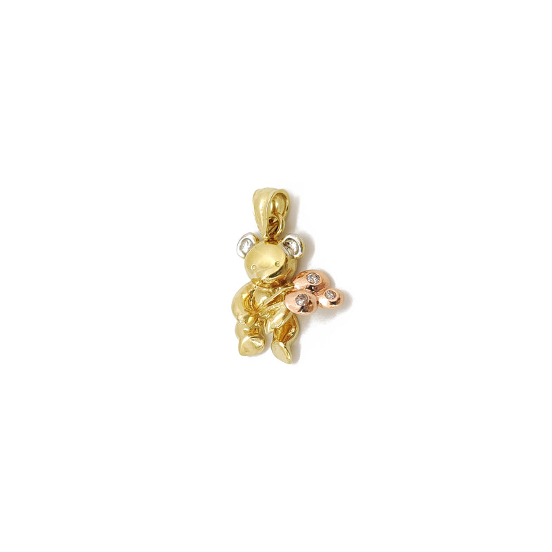 Teddy Bear w/ Flowers CZ (14K) Popular Jewelry New York